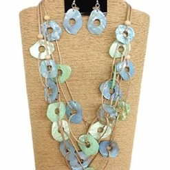 Custom Jewelry 3 Strands Wax Cord With Multicolor Kabibi Shells And Natural Wood Beads Set By IVETH