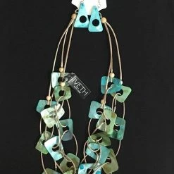 Custom Jewelry 3 Strands Wax Cord With Multicolor Kabibi Shells And Natural Wood Beads Set By IVETH