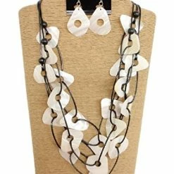 Custom Jewelry 3 Strands Wax Cord With Multicolor Kabibi Shells And Natural Wood Beads Set By IVETH
