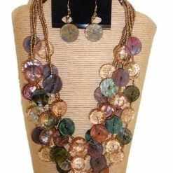 Mommy Paradise Custom Jewelry 5 Strands Shell And Resin Multi Strands Necklace Set Multi Color By IVETH