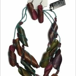 Mommy Paradise Custom Jewelry 3 Strands Seed Beads With Curly Wood Necklace Set Multi Color By IVETH 21 Mommy Paradise Custom Jewelry 3 Strands Seed Beads With Curly Wood Necklace Set Multi Color By IVETH