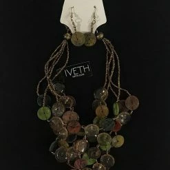 Mommy Paradise Custom Jewelry 5 Strands Shell And Resin Multi Strands Necklace Set Multi Color By IVETH