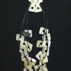 Custom Jewelry 3 Strands Wax Cord With Multicolor Kabibi Shells And Natural Wood Beads Set By IVETH