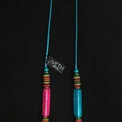 Custom Jewelry Wax Cord With Wood Round Disk And Rectangular Capiz Tubes Set By IVETH