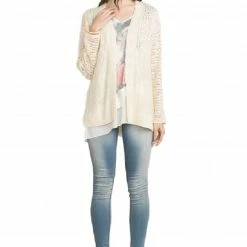IVETH Dolman Sleeve Pointelle Cardigan