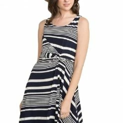 Knotted Waist Stripe Dress By IVETH