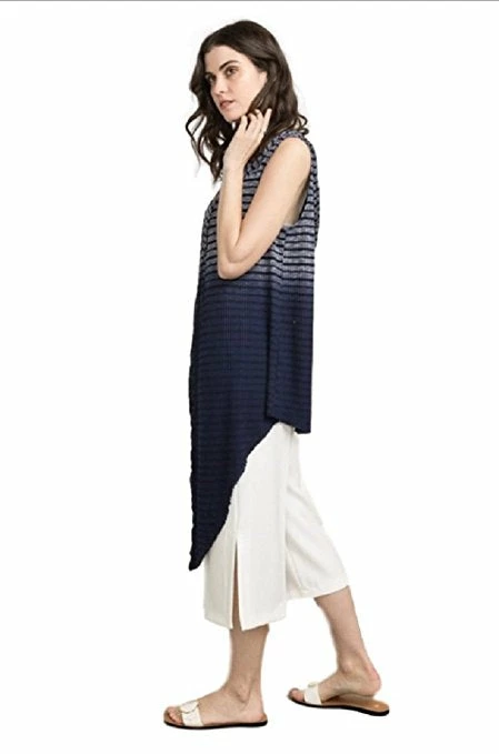 Apparel Tie Dye Sleeveless Hoodie Cardigan In Navy By IVETH 4 Apparel Tie Dye Sleeveless Hoodie Cardigan In Navy By IVETH