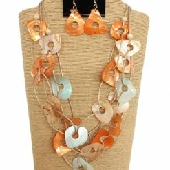 Custom Jewelry 3 Strands Wax Cord With Multicolor Kabibi Shells And Natural Wood Beads Set By IVETH