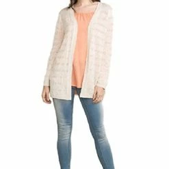 Space Stripe Sweater Cardigan In Light Beige By IVETH
