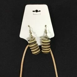 Custom Jewelry Wax Cord With Wood Round Disk And Rectangular Capiz Tubes Set By IVETH