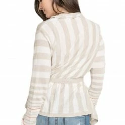 Stripe Open Drape Cardigan By IVETH Apparel