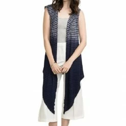 Apparel Tie Dye Sleeveless Hoodie Cardigan In Navy By IVETH 11 Apparel Tie Dye Sleeveless Hoodie Cardigan In Navy By IVETH