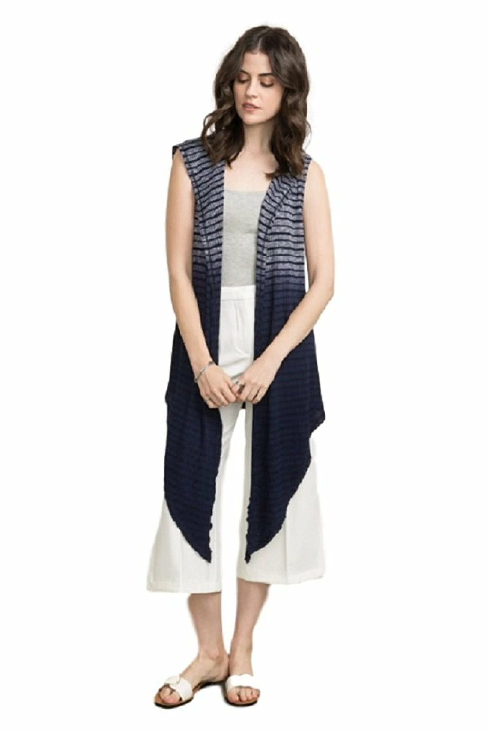 Apparel Tie Dye Sleeveless Hoodie Cardigan In Navy By IVETH 7 Apparel Tie Dye Sleeveless Hoodie Cardigan In Navy By IVETH