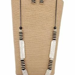 Custom Jewelry Wax Cord With Wood Round Disk And Rectangular Capiz Tubes Set By IVETH