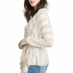 Stripe Open Drape Cardigan By IVETH Apparel