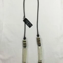 Custom Jewelry Wax Cord With Wood Round Disk And Rectangular Capiz Tubes Set By IVETH