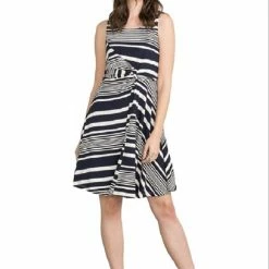 Knotted Waist Stripe Dress By IVETH