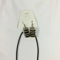 Custom Jewelry Wax Cord With Wood Round Disk And Rectangular Capiz Tubes Set By IVETH