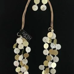 Custom Jewelry Wax Cord With Sequins Buttons Necklace Set By IVETH