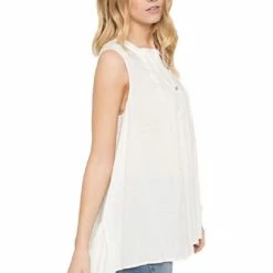 Sleeveless Button Down Back Ruffle Blouse By IVETH Apparel