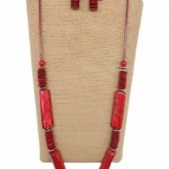 Custom Jewelry Wax Cord With Wood Round Disk And Rectangular Capiz Tubes Set By IVETH