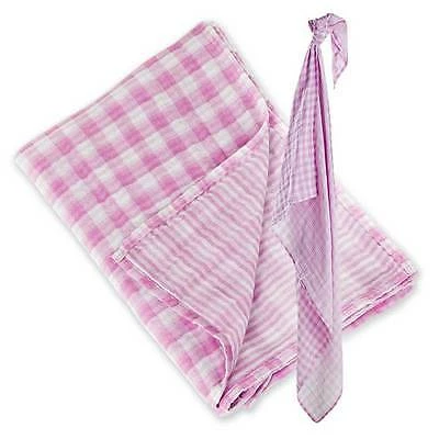 Lulujo Baby Cotton Reversible Muslin Swaddling Blanket Passion Pink Last One! 3 Lulujo Baby Cotton Reversible Muslin Swaddling Blanket Passion Pink Last One!