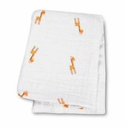 Lulujo Baby Cotton Muslin Swaddling Blanket (Giraffes)