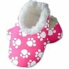 Snoozies Baby's Fleece Lined Footies, Pink With White Paws Small, 0-3m