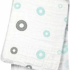 Lulujo Baby Cotton Muslin Swaddling Blanket Blue Circle