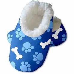Snoozies Baby's Fleece Lined Footies, Blue Paws And White Bones Medium,3-6m