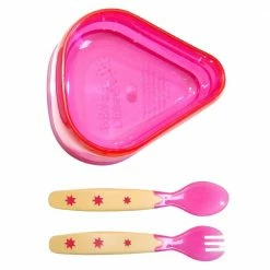 Baby Dipper Feeding Set, Pink - New Larger 6-ounce Non-slip Bowl, Easy One-hand