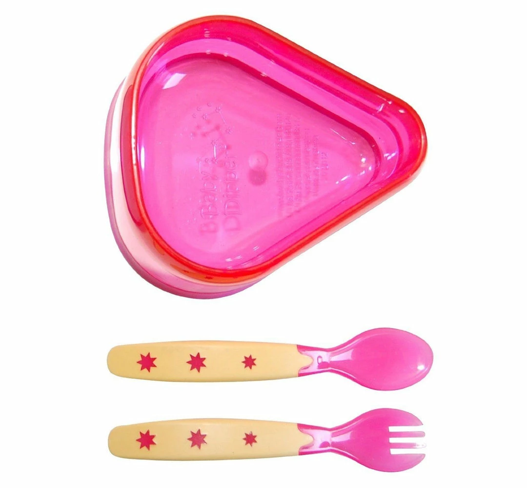 Baby Dipper Feeding Set, Pink - New Larger 6-ounce Non-slip Bowl, Easy One-hand 4 Baby Dipper Feeding Set, Pink - New Larger 6-ounce Non-slip Bowl, Easy One-hand
