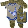 Apparel Trooper Clothing 3pc Abu Air Force Bib, Outfit & Crawler Gift Set 3720 Size 3-6M