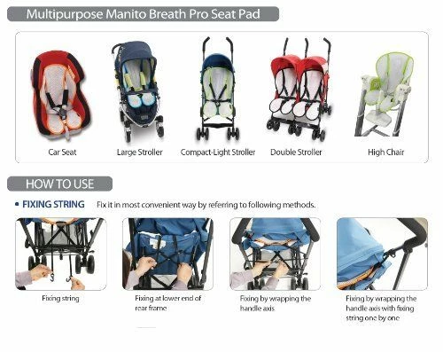 Manito Breath Pro Seat Pad BPST-36000 For Stroller & Car Seat Liner Black Gear 7 Manito Breath Pro Seat Pad BPST-36000 For Stroller & Car Seat Liner Black Gear
