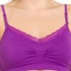 Everyday Bras Coobie V-Neck Lace Trim Wireless Comfort Bra 9042 Purple One Size
