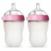 Comotomo Inc. Comotomo Medium Flow BPA Free Baby Bottles Pink 8 Ounce 2-Count