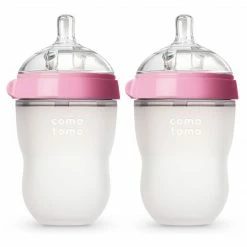 Comotomo Inc. Comotomo Medium Flow BPA Free Baby Bottles Pink 8 Ounce 2-Count