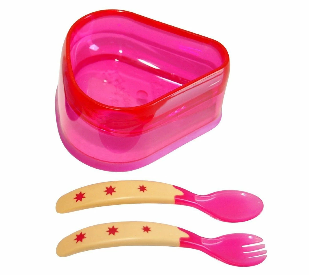 Baby Dipper Feeding Set, Pink - New Larger 6-ounce Non-slip Bowl, Easy One-hand 3 Baby Dipper Feeding Set, Pink - New Larger 6-ounce Non-slip Bowl, Easy One-hand