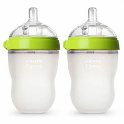 Comotomo Inc. Comotomo Medium Flow BPA Free Baby Bottle Green 8 Ounce 2-Count