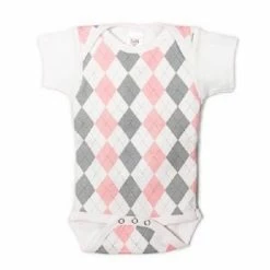 Underbib Baby Argyle Short Sleeve (9-12 Months, Pink)