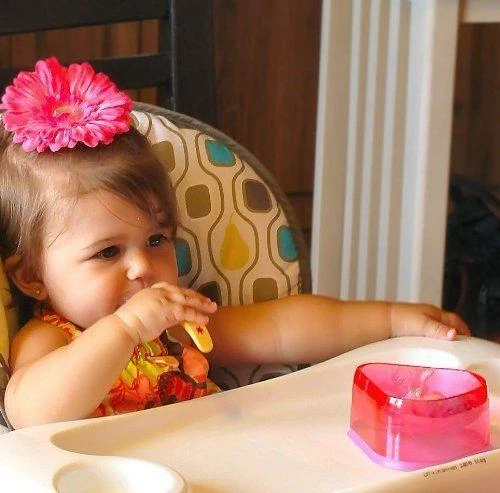 Baby Dipper Feeding Set, Pink - New Larger 6-ounce Non-slip Bowl, Easy One-hand 7 Baby Dipper Feeding Set, Pink - New Larger 6-ounce Non-slip Bowl, Easy One-hand