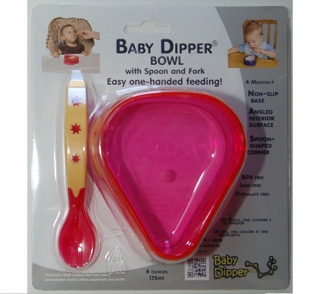Baby Dipper Feeding Set, Pink - New Larger 6-ounce Non-slip Bowl, Easy One-hand 10 Baby Dipper Feeding Set, Pink - New Larger 6-ounce Non-slip Bowl, Easy One-hand