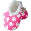 Snoozies Baby's Fleece Lined Footies, Pink With White Paws Large, 6-12m