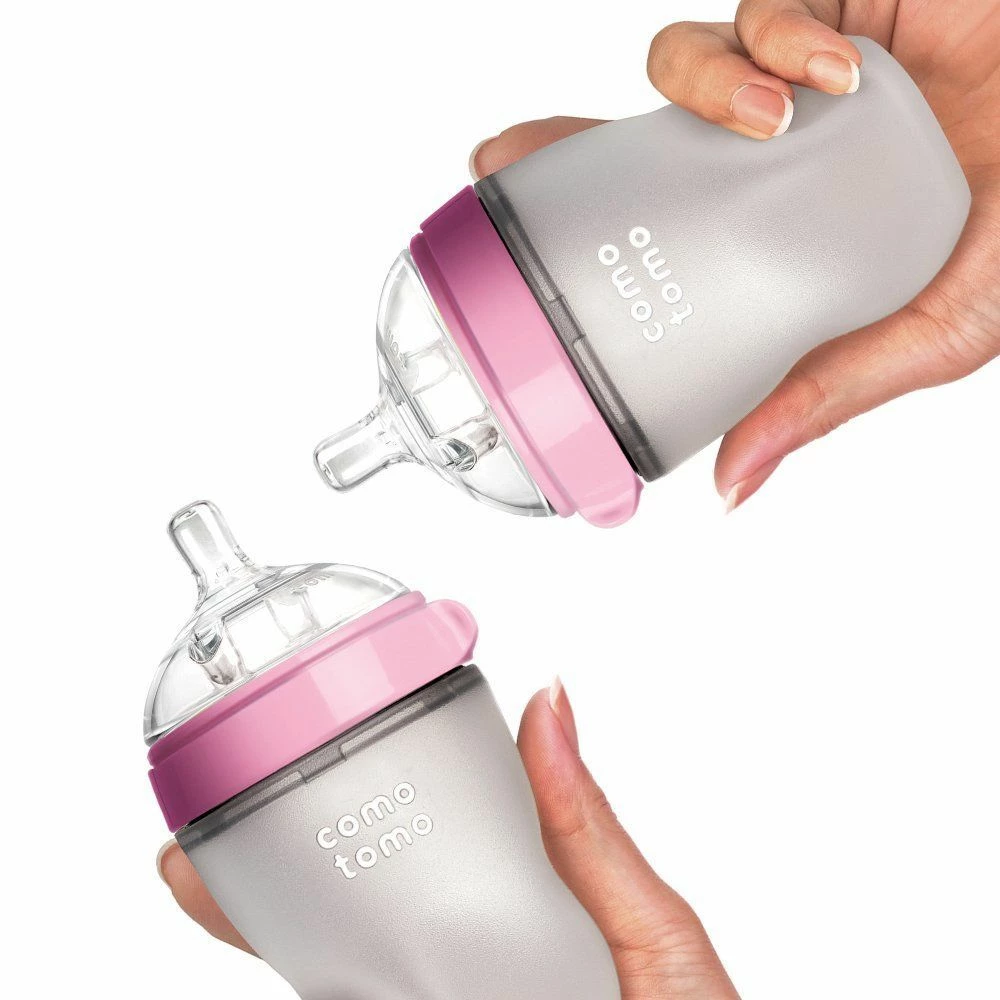 Comotomo Inc. Comotomo Medium Flow BPA Free Baby Bottles Pink 8 Ounce 2-Count 4 Comotomo Inc. Comotomo Medium Flow BPA Free Baby Bottles Pink 8 Ounce 2-Count