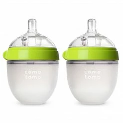 Comotomo Inc. Comotomo Slow Flow BPA Free Baby Bottle Green 5 Ounce 2-Count