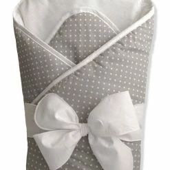 BundleBee Baby Wrap/Swaddle/Blanket, Feather Light/Gray Polka Dot, 0-4 Months