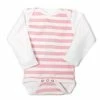 Underbib Baby Stripe Longe Sleeve Bib Bodysuit Pink 12-18 Months