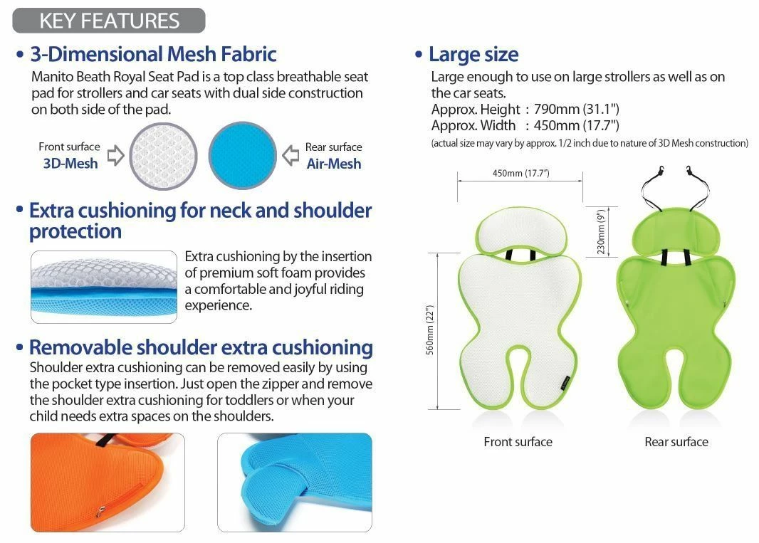 Gear Manito Breath Royal Plus 3D Mesh BPST-49000 Stroller & Car Seat Pad Red 7 Gear Manito Breath Royal Plus 3D Mesh BPST-49000 Stroller & Car Seat Pad Red