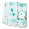 Lulujo Bamboo Muslin Swaddling Wrap Seaside Beach 47" X 47" Nursing