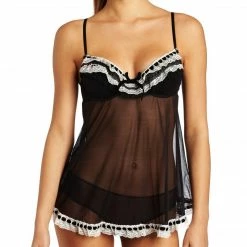 Jezebel Women's Ruffles Galore Babydoll Set Black Large